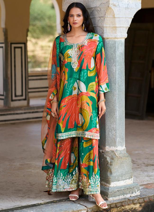 Chinnon Multi Color Party Wear Printed Readymade Plazzo Suit